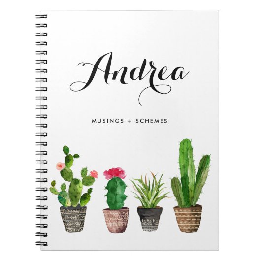 Aquarelle Pot Succulents Carnet personnalisé (Devant)