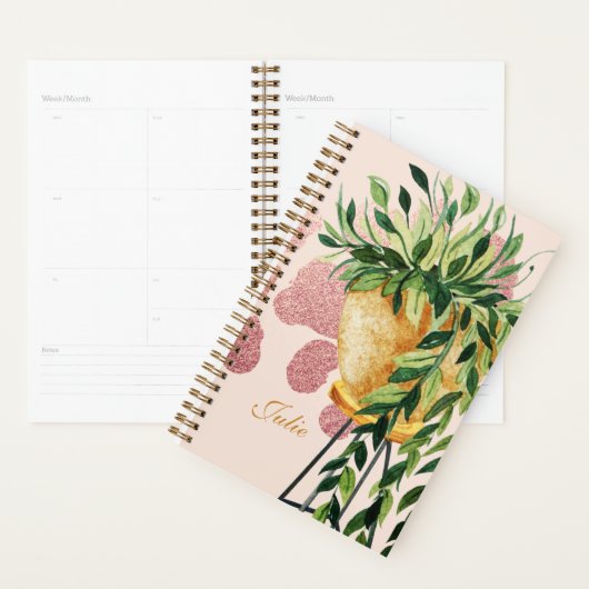 Aquarelle Pothos Plante Nom du script Planificateu (Devant avec enveloppe)