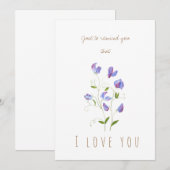 aquarelle pourpre pois sueurs fleurs carte de voeu (Devant / Derrière)