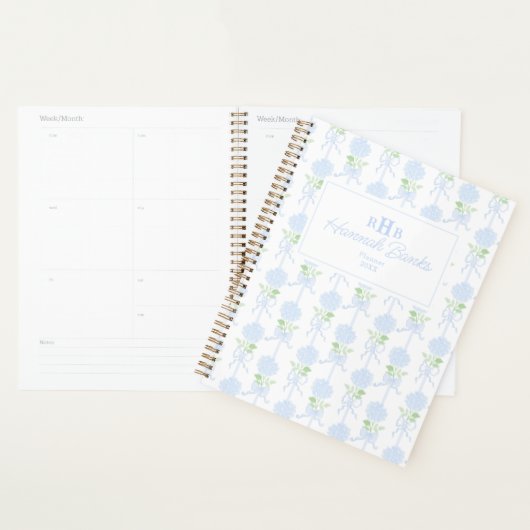 Aquarelle Preppy Monogramme Hydrangea Bows (Devant avec enveloppe)