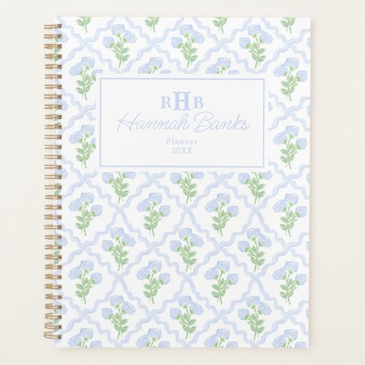 Aquarelle Preppy Monogramme Hydrangea Bows (Devant)