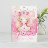 Aquarelle Princesse Imaginaire Invitation d'annive (Debout devant)