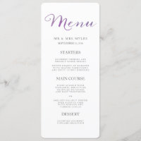 Aquarelle Pure Amour Menu Mariage / Violet