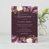 Aquarelle Purple Bloom Quinceanera Invitation (Debout devant)