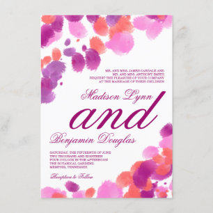 Aquarelle Purple Coral rose Invitations de mariage