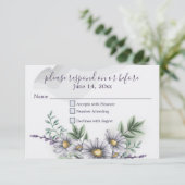 Aquarelle Purple Daisy Wedding RSVP (Debout devant)