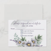 Aquarelle Purple Daisy Wedding RSVP (Devant / Derrière)