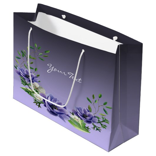 Aquarelle Purple Fleurs Sac cadeau (Devant Angle)