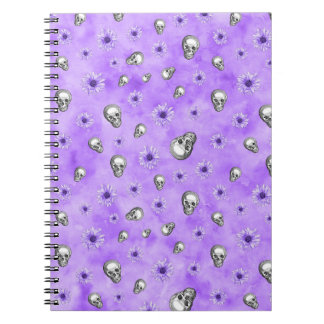 Aquarelle Purple Floral Crâne Note livre