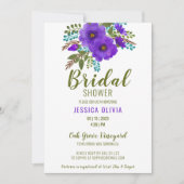 Aquarelle Purple Floral Douche nuptiale Invitation (Devant)