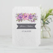 Aquarelle Purple Floral Invitations de mariage (Debout devant)