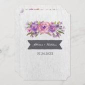 Aquarelle Purple Floral Invitations de mariage (Devant / Derrière)
