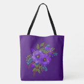 Aquarelle Purple Floral Sac fourre-tout Monogramme (Dos)