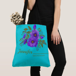 Aquarelle Purple Floral Sac fourre-tout Monogramme