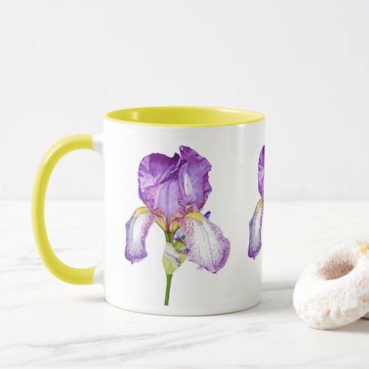 Aquarelle Purple Iris Mug botanique (Avec donut)