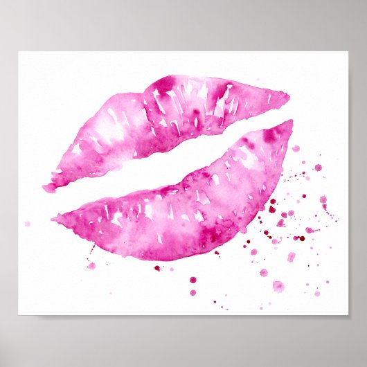 Aquarelle Purple Mouth Valentine Poster (Devant)