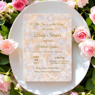Aquarelle Purple & Orange Baby shower Invitation