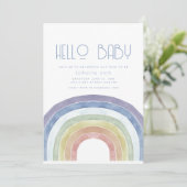 Aquarelle Rainbow Baby shower Party Invitation (Debout devant)