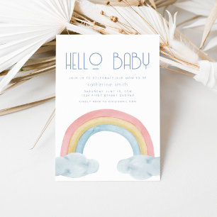 Aquarelle Rainbow Baby shower Party Invitation