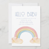 Aquarelle Rainbow Baby shower Party Invitation (Devant)