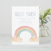 Aquarelle Rainbow Baby shower Party Invitation (Debout devant)