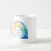 Aquarelle Rainbow Good Vibes seulement Mug de café (Devant gauche)