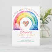 Aquarelle Rainbow Heart 1er Invitation d'anniversa (Debout devant)