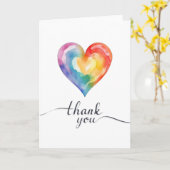 Aquarelle Rainbow Heart Carte de remerciements (Fleur jaune)