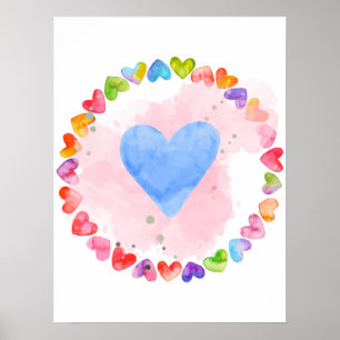 Aquarelle Rainbow Heart Poster