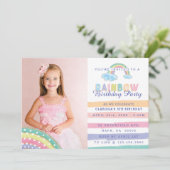 Aquarelle Rainbow Stripes Baby shower Invitation (Debout devant)