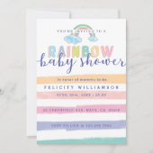 Aquarelle Rainbow Stripes Baby shower Invitation (Devant)