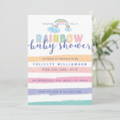 Aquarelle Rainbow Stripes Baby shower Invitation (Debout devant)