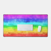 Aquarelle Rainbow Stripes Design Desk Mat (Clavier et souris)