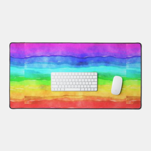 Aquarelle Rainbow Stripes Design Desk Mat (Clavier et souris)
