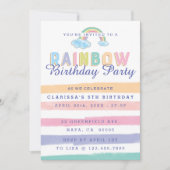 Aquarelle Rainbow Stripes Invitation Anniversaire (Devant)