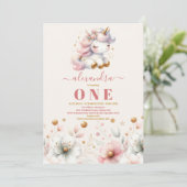 Aquarelle Rainbow Unicorn Anniversaire Invitation  (Debout devant)