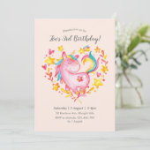Aquarelle Rainbow Unicorn Invitation d'anniversair (Debout devant)
