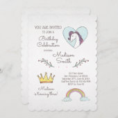 Aquarelle Rainbow Unicorn Invitation d'anniversair (Devant / Derrière)