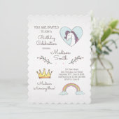 Aquarelle Rainbow Unicorn Invitation d'anniversair (Debout devant)
