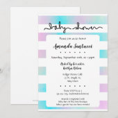 Aquarelle rayures Baby shower neutre Invitation (Devant / Derrière)