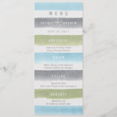 Aquarelle rayures de plage rustique menu de mariag (Devant)