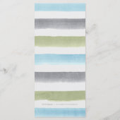 Aquarelle rayures de plage rustique menu de mariag (Dos)