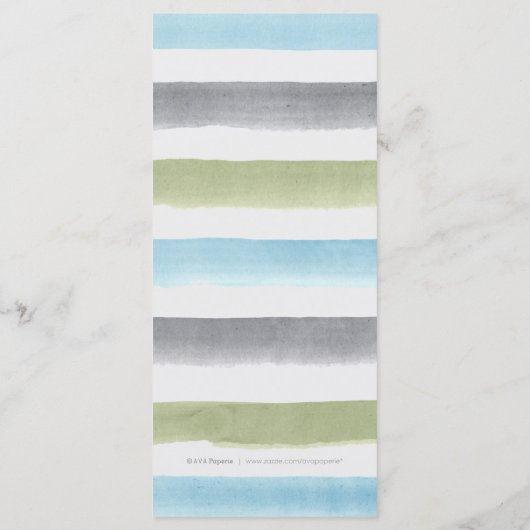 Aquarelle rayures de plage rustique menu de mariag (Dos)