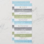 Aquarelle rayures de plage rustique menu de mariag (Devant / Derrière)