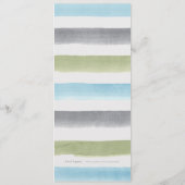 Aquarelle rayures de plage rustique menu de mariag (Dos)