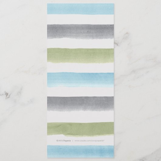 Aquarelle rayures de plage rustique menu de mariag (Dos)