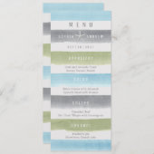Aquarelle rayures de plage rustique menu de mariag (Devant / Derrière)
