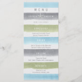 Aquarelle rayures de plage rustique menu de mariag (Devant)
