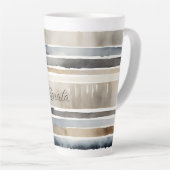 Aquarelle rayures Neutres Couleurs Latte Mug (Angle droit)