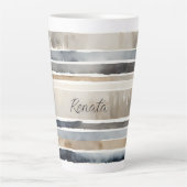 Aquarelle rayures Neutres Couleurs Latte Mug (Devant)